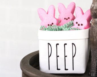 Peep Happy Easter Tiered Tray Decor Happy Pot for Spring - Rustic Farmhouse Mini Plant or Flower Vase- Washable Paper Bag