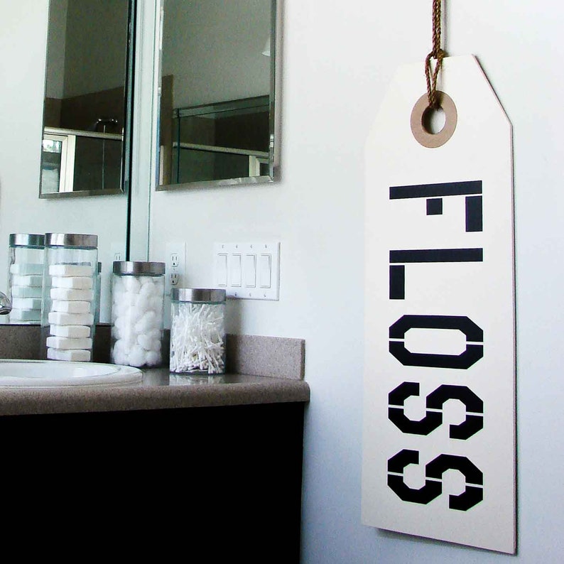 Floss Rustic Bathroom Sign Floss Brush Rinse Smile Flush Sign Dental Office Decor Teeth Bathroom Rules Dentist Hygienist Gift Rope image 2
