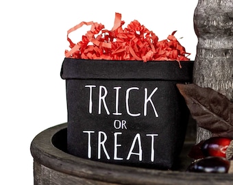 Trick or Treat Halloween Tiered Tray Decor Happy Pot - Fall Rustic Farmhouse Style - Shelf Sitter - Mini Plant Flower Vase-