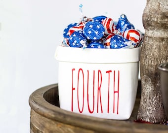 Fourth of July Tiered Tray Decor Happy Pot- Independence Day Decor - Rustic Farmhouse Mini Plant Flower Vase- Washable Paper Bag