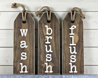 Rustic Bathroom Wall Decor - Flush Floss Wash Soak Relax Sign - Rustic Bathroom Sign - Bathroom Rules Sign - Bathroom Art - Rustic Home Home