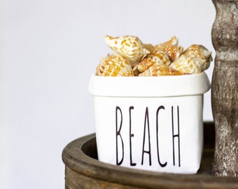 Beach Themed Tiered Tray Decor Happy Pot - Rustic Farmhouse Style - Shelf Sitter - Mini Plant Flower Vase- Washable Paper Bag