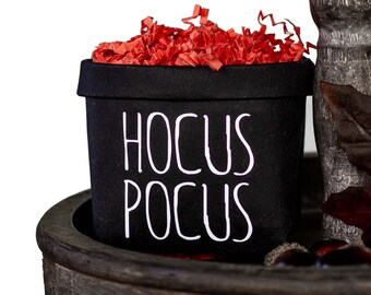 Hocus Pocus Halloween Tiered Tray Decor Happy Pot - Fall Rustic Farmhouse Style - Shelf Sitter - Mini Plant Flower Vase-