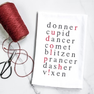 Reindeer Christmas Flour Sack Towel - Kitchen Tea Towel - Gift for Mom Aunt - Housewarming Gift