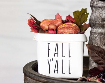 It's Fall Y'all Tiered Tray Decor Happy Pot - Fall Rustic Farmhouse Style - Shelf Sitter - Mini Plant Flower Vase- Washable Paper Bag