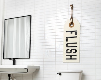 Rustic Bathroom Sign - Flush The Toilet- Bath Wall Art- Kids Bathroom Wall Decor - Funny Bathroom- Bathroom Rules - Floss Brush Rinse Smile