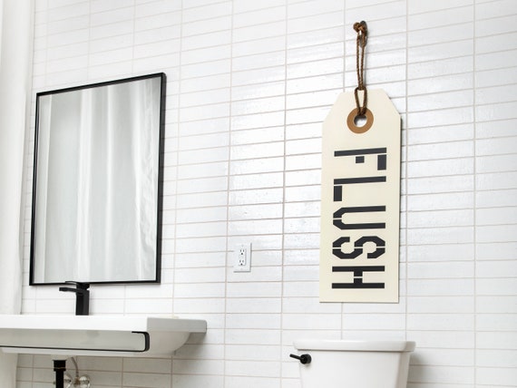 Rustic Bathroom Sign - Flush The Toilet- Bath Wall Art- Kids Bathroom Wall Decor - Funny Bathroom- Bathroom Rules - Floss Brush Rinse Smile