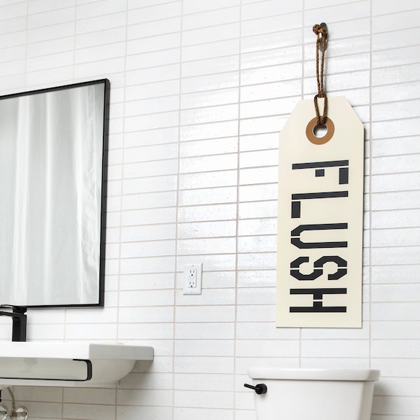 Rustic Bathroom Sign - Flush The Toilet- Bath Wall Art- Kids Bathroom Wall Decor - Funny Bathroom- Bathroom Rules - Floss Brush Rinse Smile