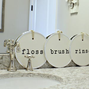 Floss Brush Rinse Sign Dental Decor Dental Hygienist Gift Dentist Gift Brush Your Teeth Sign Bathroom Wall Decor Orthodontist Sign image 1