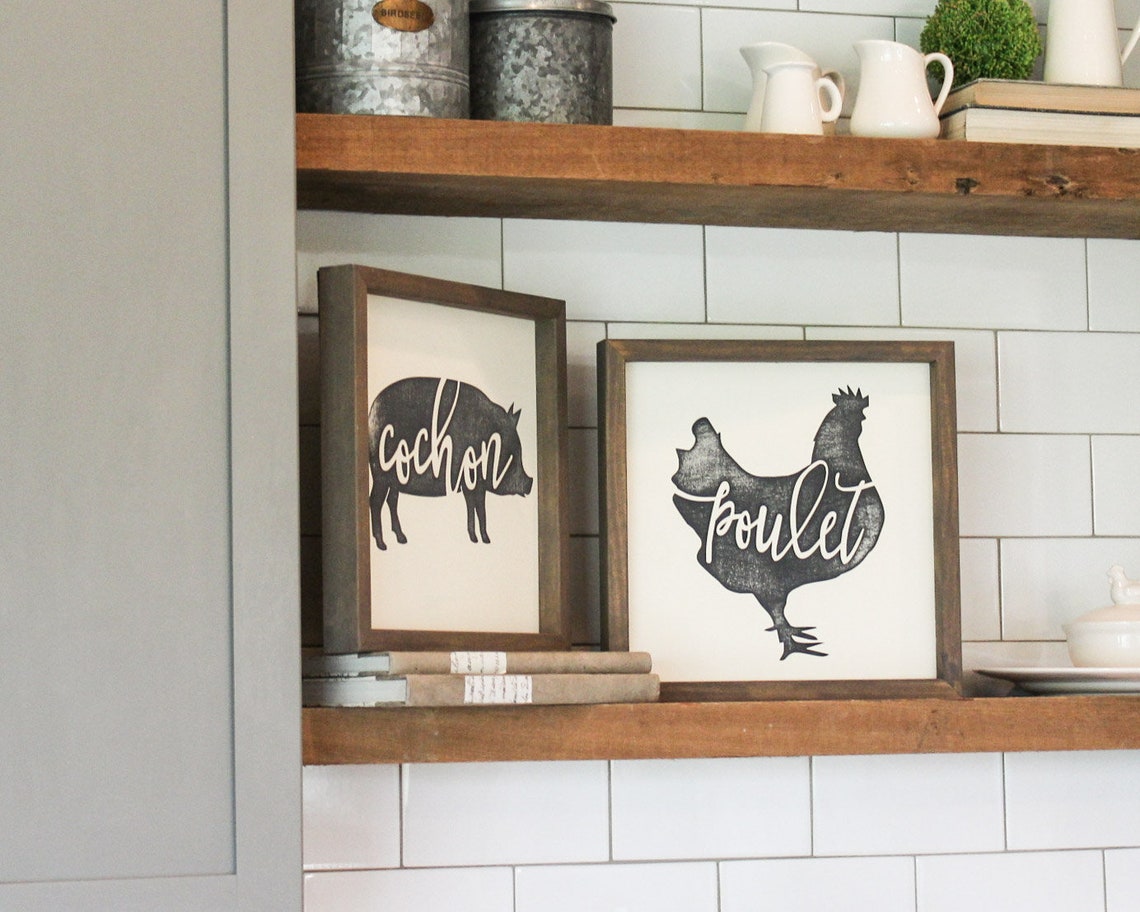 Farm Animal Kitchen Decor French Country Decor Wooden Etsy