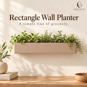 Rectangle Wall Planter, Slim Indoor Plant Pocket, Custom Color Modern Wall Decor