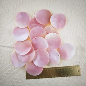 Natural Pink Queen Conch Shell Discs, Polished 50mm Round Pendant Beads (2pcs/6pcs/10pcs)