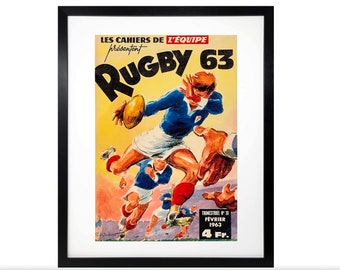 Rugby 63 Print Vintage French Art Print (A3) Rugby Fan Rugby Gift Rugby Poster Rugby Six Nations