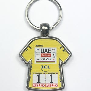 Tadej Pogacar Tour de France 2025 Yellow Jersey UAE Cycling Jersey Key Ring Metal Keyring Cycling Gift Cycling Memorabilia Cycling Fan