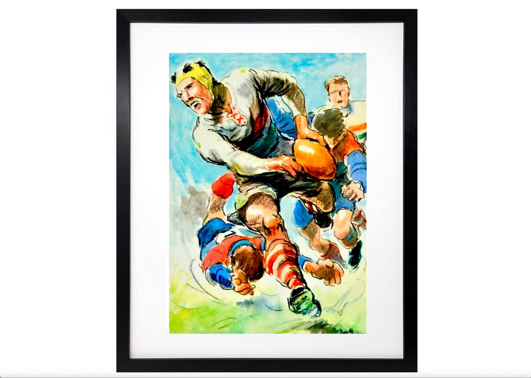 Rugby Print Vintage French Art Print (A3) Rugby Fan Rugby Gift Rugby ...