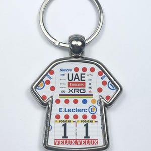 Tadej Pogacar Tour de France 2025 Polka Dot Jersey UAE Cycling Jersey Key Ring Metal Keyring Cycling Gift Cycling Memorabilia Cycling Fan