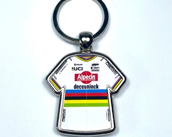 Mathieu Van Der Poel World Champion 2023 Cycling Jersey Key Ring Metal Keyring Tour de France Cycling Gift Cycling Memorabilia Cycling Fan