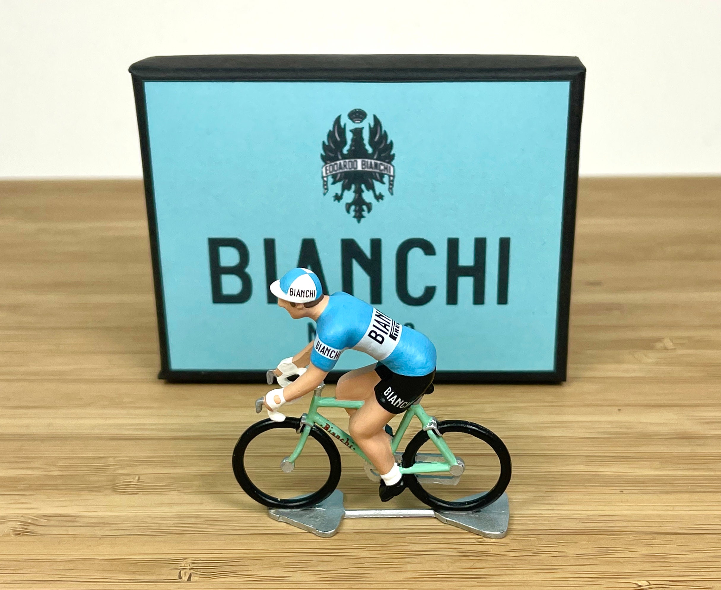 Cycling Figure Bianchi and Gift Box Hand Crafted Metal Peloton