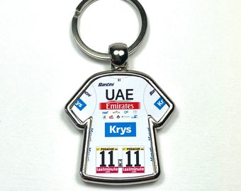 Tadej Pogacar Tour de France 2023 UAE Cycling Jersey Key Ring Metal Keyring Cycling Gift Cycling Memorabilia Cycling Fan