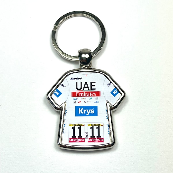 Tadej Pogacar Tour de France 2023 UAE Cycling Jersey Key Ring Metal Keyring Cycling Gift Cycling Memorabilia Cycling Fan