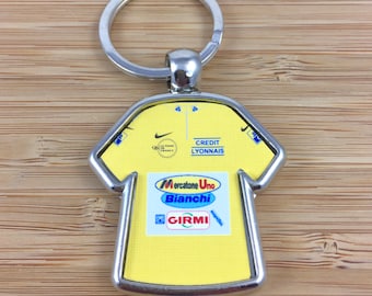 Marco Pantani Yellow Jersey Mercatone Uno 1998 Metal Keyring Cycling Jersey Christmas Cycling Gift Cycling Memorabilia Tour de France