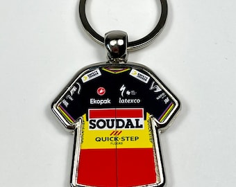 Remco Evenepoel Belgium Champion 2024 Cycling Jersey Key Ring Metal Keyring Cycling Gift Cycling Memorabilia Cycling Fan