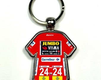 Sepp KUSS Vuelta Espana 2023 Red Jersey Maglia Rosa Cycling Jersey Keyring #GCKuss Cycling Memorabilia Cycling Gift Cycling Fan Unique Gift