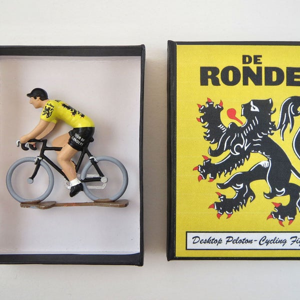Tour of Flanders Mini Cyclist Figure  -  "De Ronde" Cycling Race Monument Handcrafted French Metal Cycling Figure with Gift Box