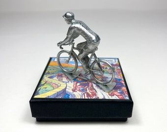 Mini Cyclist Figure Metal Cycling Gift Christmas Birthday Gift Cycling Fan Cycling Trophy Cycling Tour de France Cycling Cake Topper