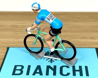 Cycling Figure Bianchi and Gift Box - Hand Crafted Metal Peloton Cyclist Figure Cycling Fan Cycling Memorabilia Cycling Birthday