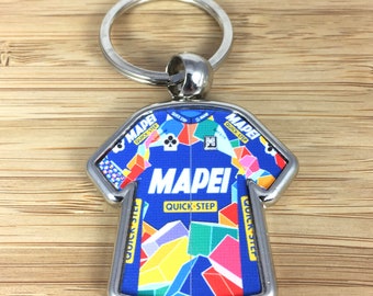 Mapei Quick Step 2002 Cycling Jersey - Metal Keyring Cycling Jersey Cycling Gift Cycling Memorabilia