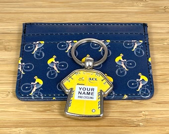 Personalised Cycling Jersey Key Ring and Credit Card Holder Tour de France Birthday Cycling Gift Cycling Fan