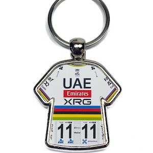 Tadej Pogacar Tour of Flanders World Champion 2025 UAE Team Cycling Jersey Key Ring Metal Keyring Cycling Gift Cycling Memorabilia Cycling