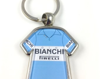 Bianchi Fausto Coppi Cycling Jersey Metal Key Ring Keychain Cycling Fan Cycling Memorabilia Cycling Gift