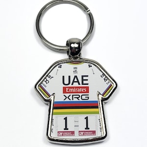 Tadej Pogacar Strade Bianche World Champion 2025 UAE Team Cycling Jersey Key Ring Metal Keyring Cycling Gift Cycling Memorabilia Cycling