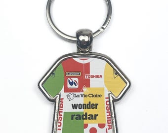 La Vie Claire Combined Cycling Jersey Key Ring Greg LeMond 1985 Tour De France Metal Keyring Cycling Jersey Cycling Gift Cycling Memorabilia