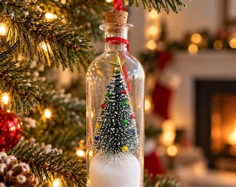 Opneembaar kerstornament, fles met spraakbericht als aandenken aan de kerstboom, gepersonaliseerd kerstcadeau en kerstdecoratie.