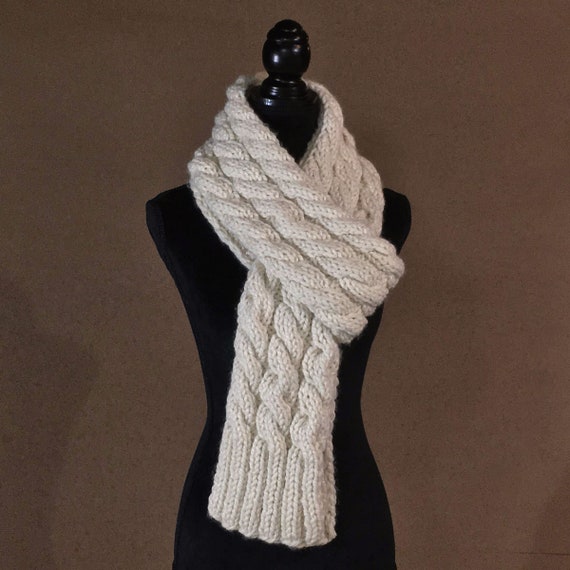 cream cable knit scarf