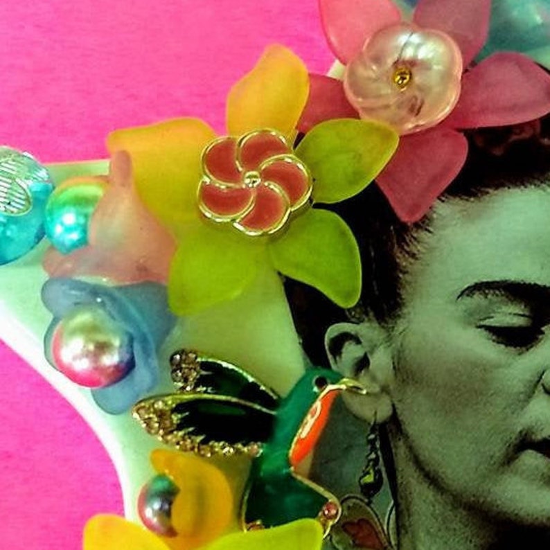 Frida Kahlo theme fancy trinket and treasure Christmas or everyday ornament,