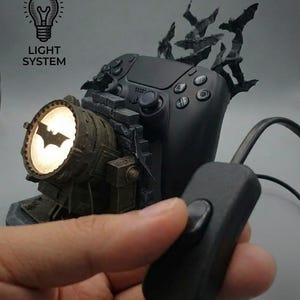 Batman Inspired Bat Signal Controller Stand, Light Up Gaming Controller Display, Handmade Gamer Decor