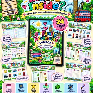 Peut inclure: Un livre d'activit&eacute;s num&eacute;rique color&eacute; intitul&eacute; What's Inside? pr&eacute;sentant des pages sur le th&egrave;me de Londres, incluant un suivi d'aventures de 52 semaines, un bingo familial, un d&eacute;fi d'observation, une chasse au tr&eacute;sor et un journal de voyage.