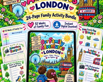 Pack Aventure en Famille à Londres | Carnet d'activités sur 52 semaines, passeport, chasses au trésor (PDF numérique)