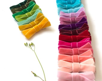 Handcrafted Velvet Hair Bow – Mini Alligator Clip, Choose Colors