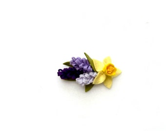Lavender Daffodil Headband- Hair Clip- Wool Felt Flower- Spring Headband- Baby Girl Headband- Girl Hair Clip- Photo prop