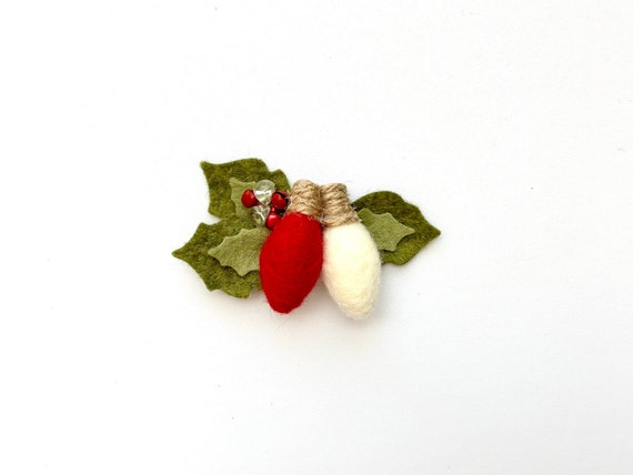 Needle Felted Holiday Light Headband – Christmas Hair Clip