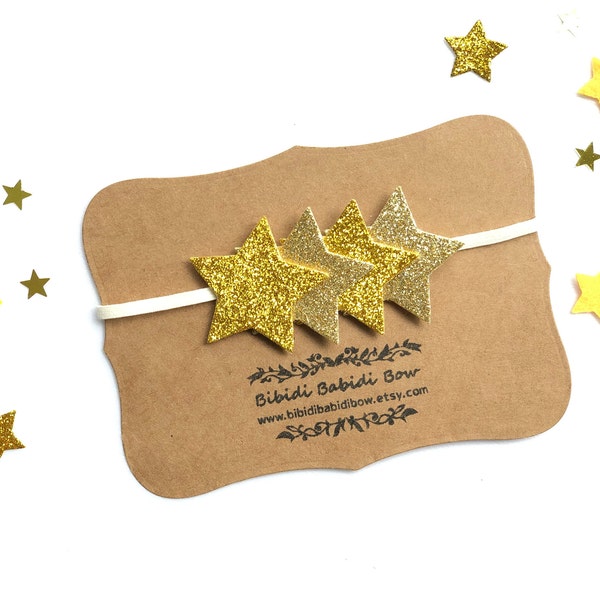 Star Headband- Gold Star Hair Clip- New Years Eve Hair Clip -Glitter Star-Baby Headband-Girls Headband-Toddler Headband-Photo prop