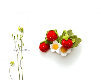 Strawberries Headband- Hair Clip- Needle Felted Strawberry- Girl Headband- Baby Headband- Strawberry Field