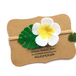 Plumeria Hair Clip- Hawaiian Flower Hair Bow- White Plumeria Headband- Felt Flower Headband- Girl Headband- Girl Hair Clip- Gift