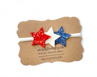 Patriotic Headband-Star Headband- Glitter Star Headband-Glitter Star Hair Clip- Girl Hair Clip- Baby Headband- 4th of July