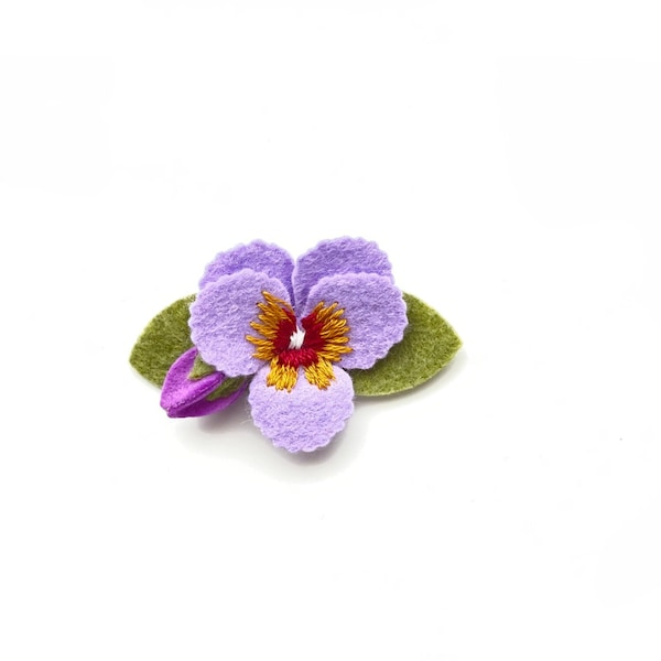 Wool Felt Flower Headband- Flower Headband-Pansy- Baby Girl Hair Clip- Gift-Girls Hair Clip-Baby Hair Accessory-Toddlers Headband